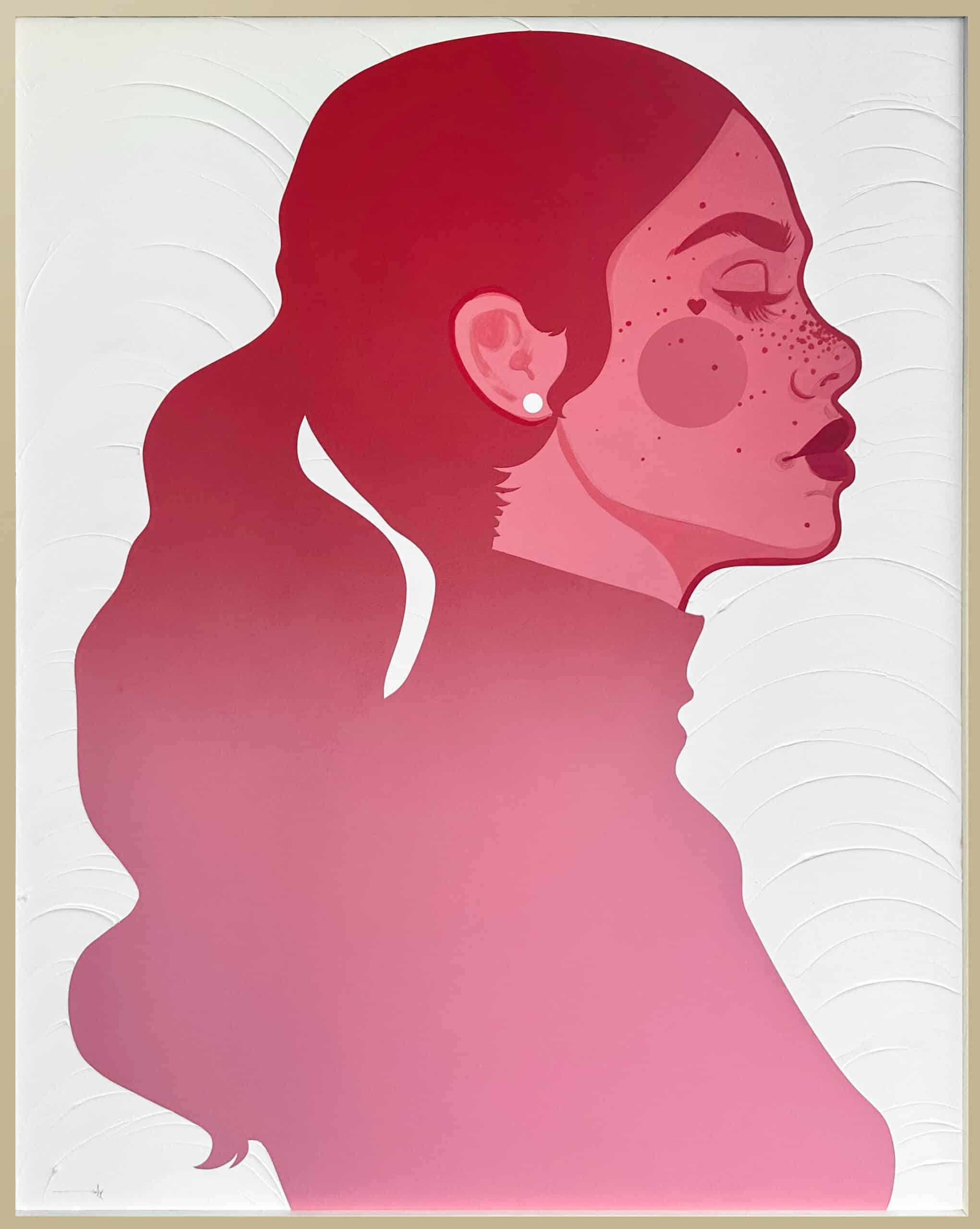 Expressive artwork titled 'Pink Pony Club' featuring dynamic brushwork and pastel tones by St. Jame.