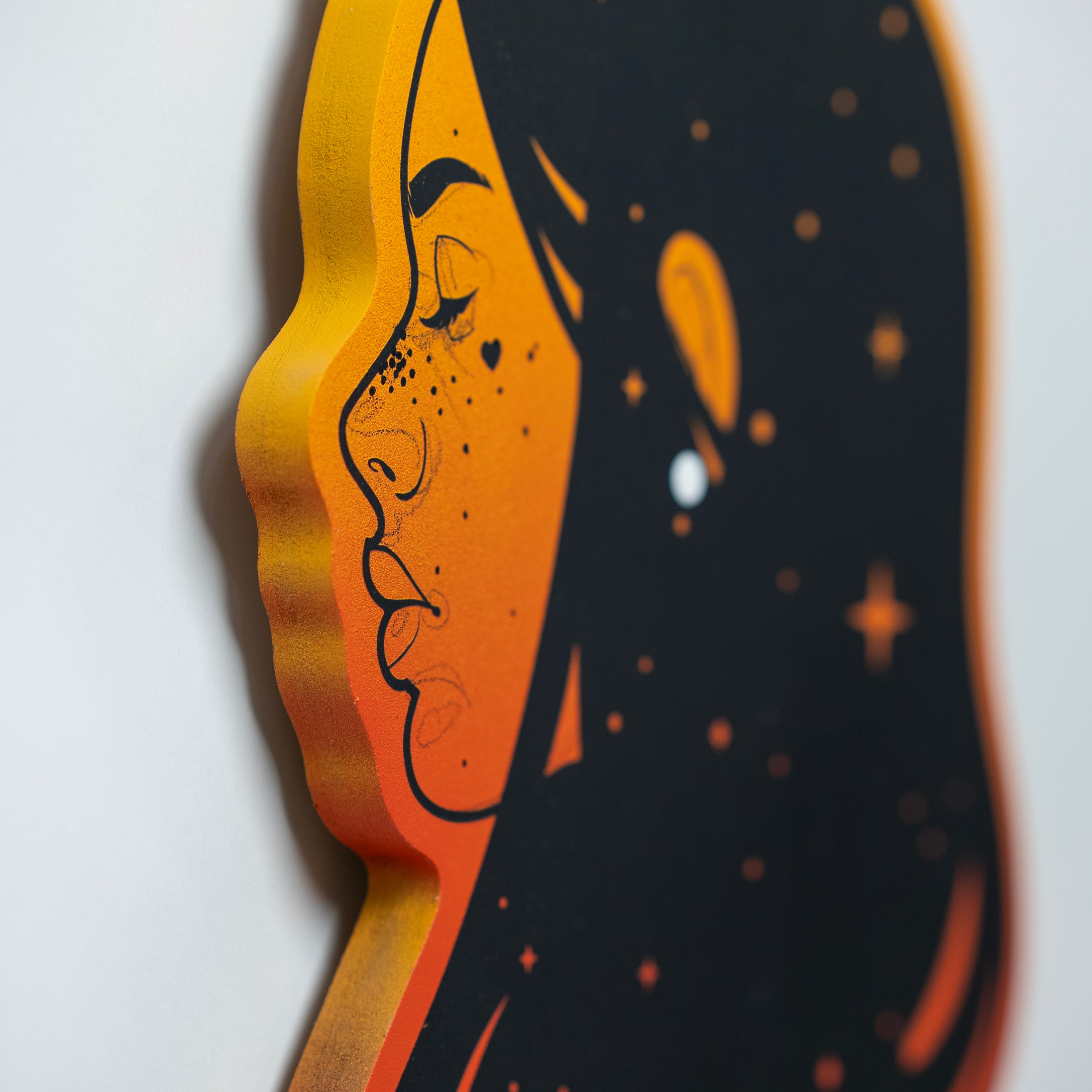 Miniature artwork titled 'Mini #1' featuring abstract forms and vibrant colors by St. Jame.