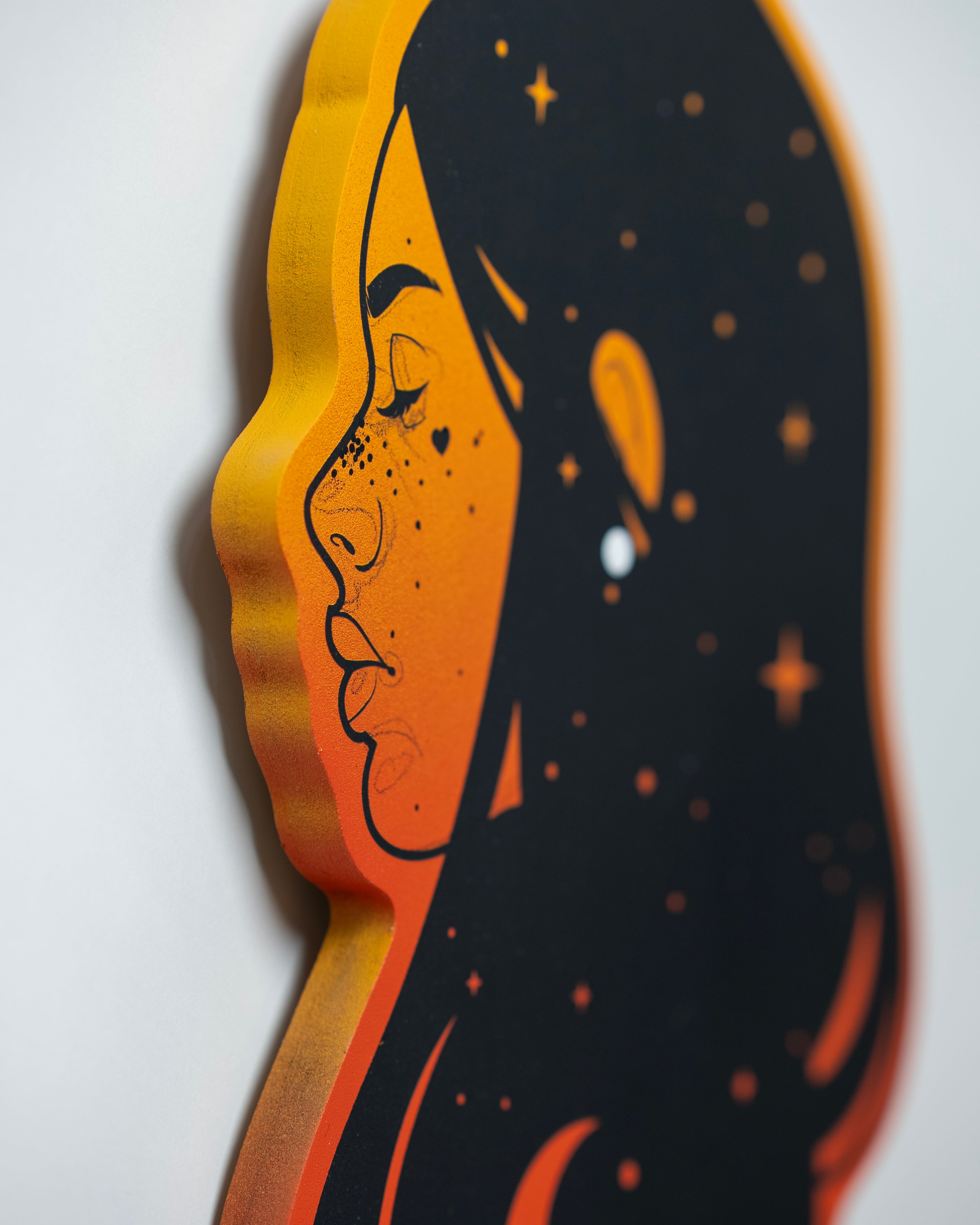 Miniature artwork titled 'Mini #1' featuring abstract forms and vibrant colors by St. Jame.