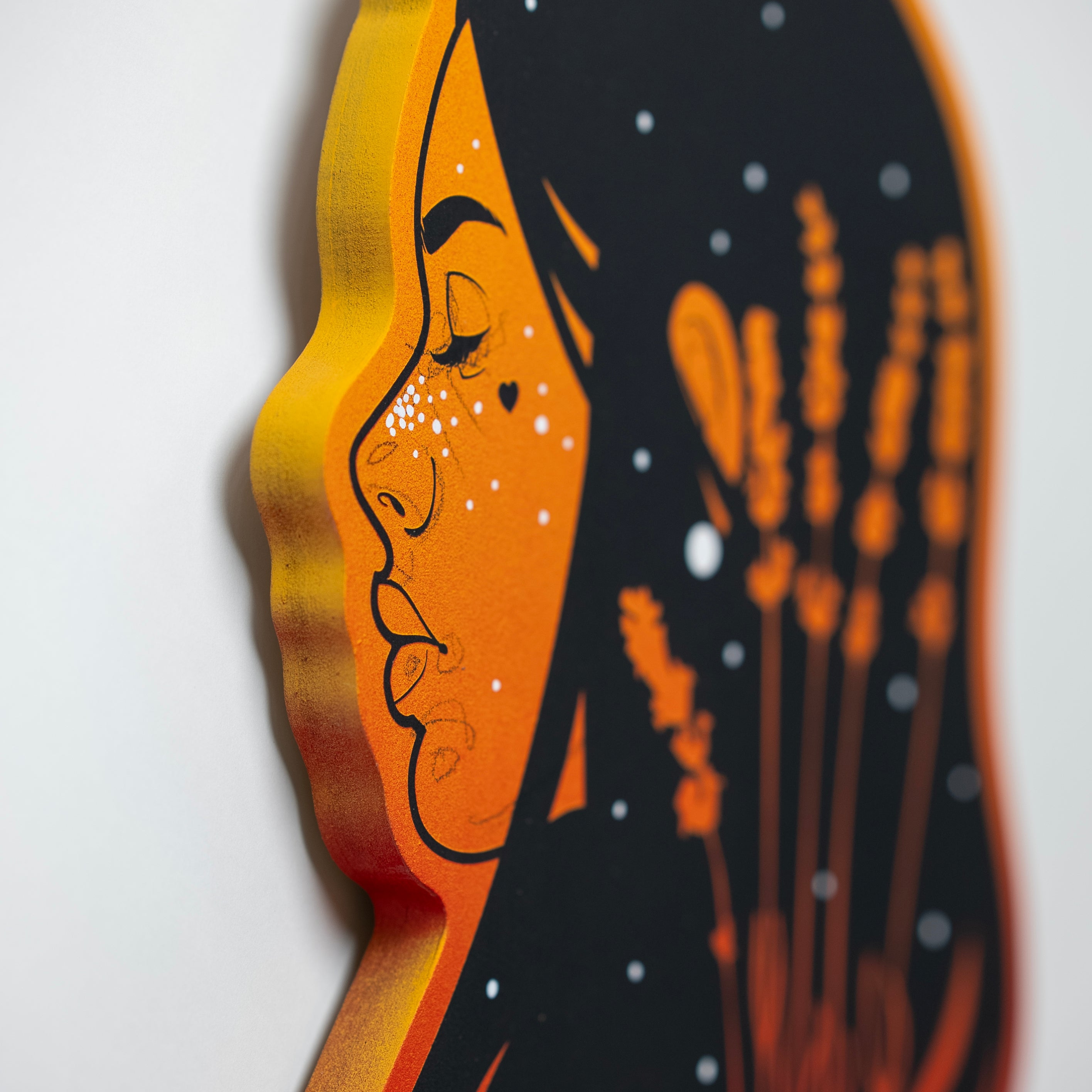 Miniature artwork titled 'Mini #6' with dynamic brushwork and contrasting colors by St. Jame.