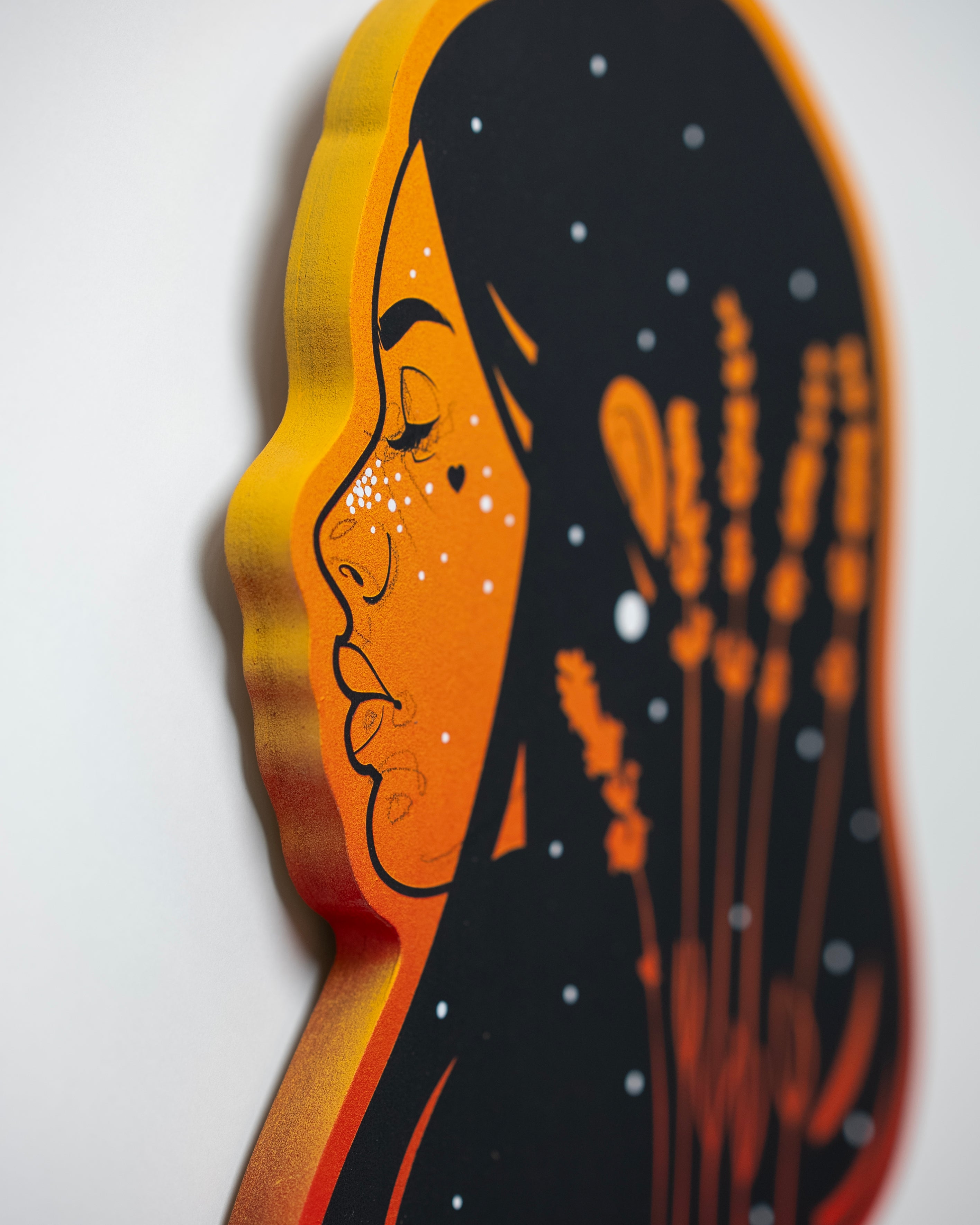 Miniature artwork titled 'Mini #6' with dynamic brushwork and contrasting colors by St. Jame.
