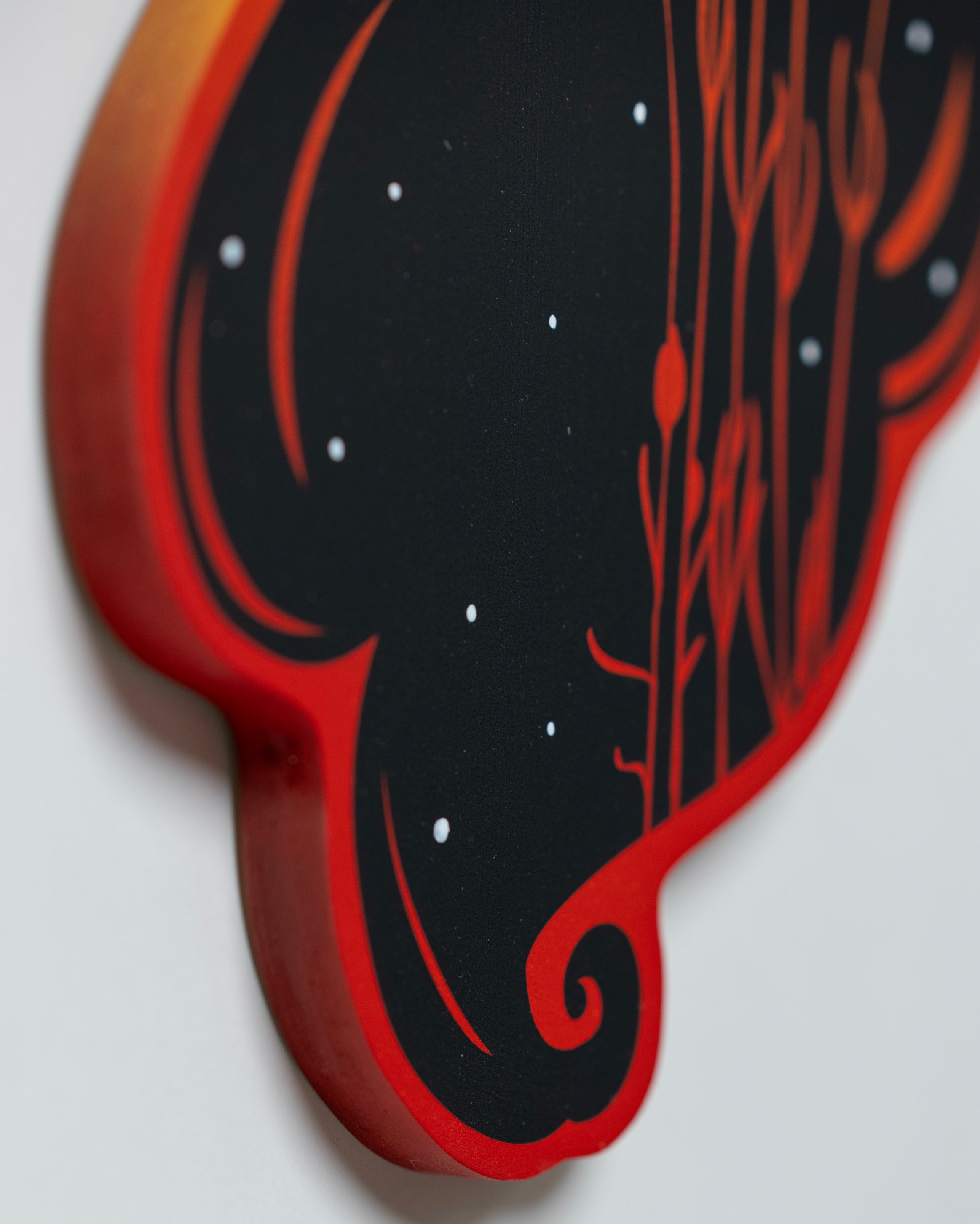 Miniature artwork titled 'Mini #6' with dynamic brushwork and contrasting colors by St. Jame.