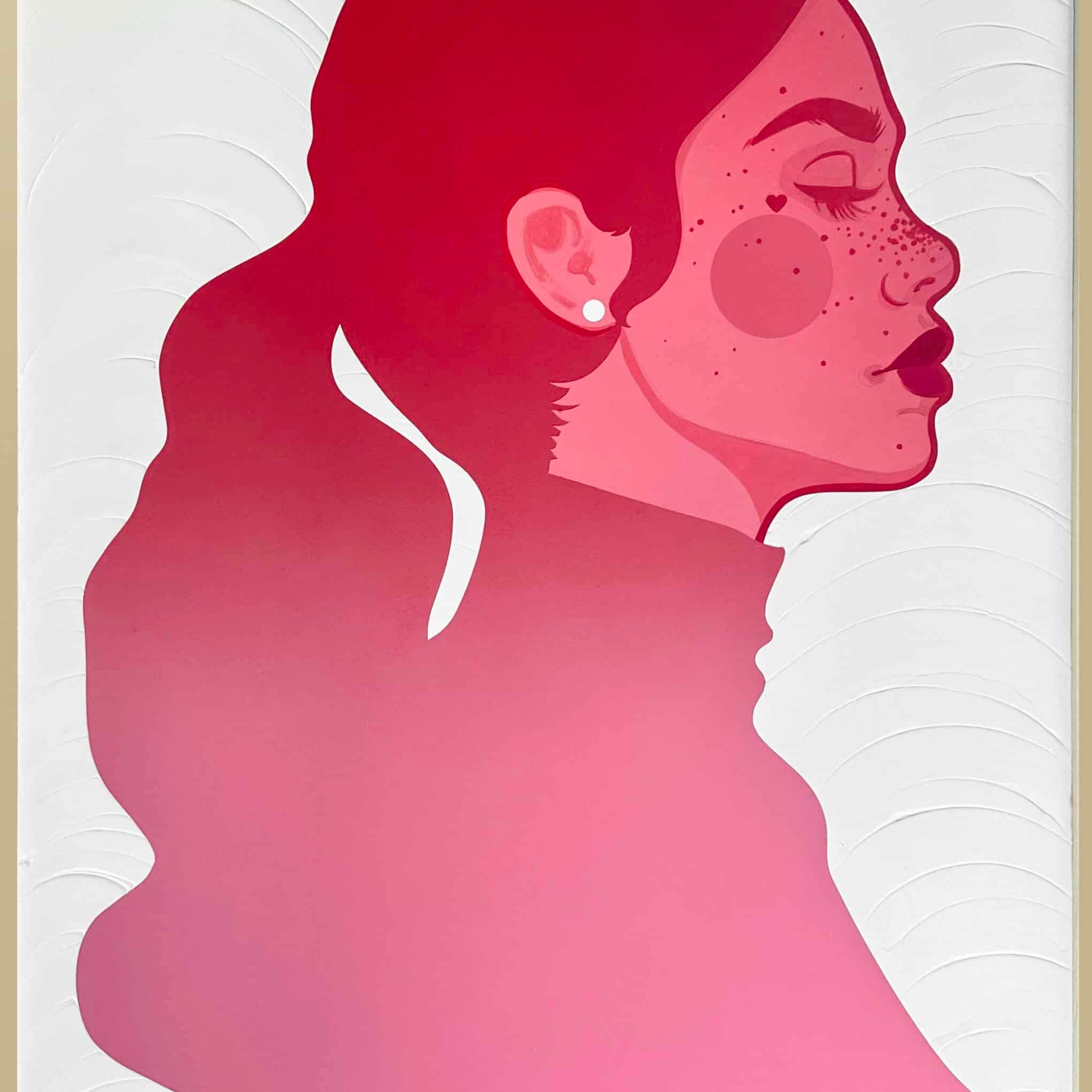 Expressive artwork titled 'Pink Pony Club' featuring dynamic brushwork and pastel tones by St. Jame.