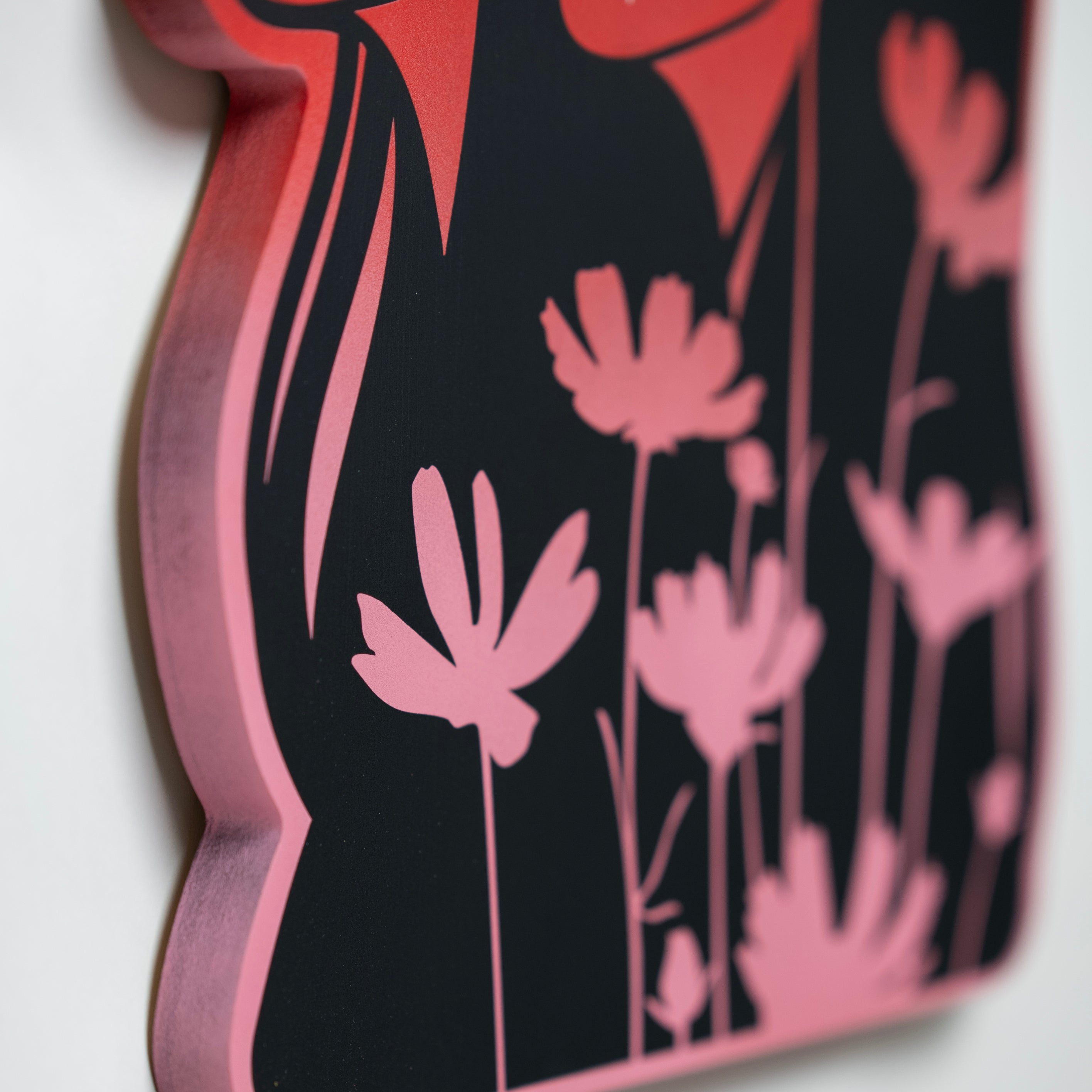 Contemporary artwork titled 'Maxi 7' featuring bold brushwork and intricate details, crafted with acrylic and pencil on MDF by New Mexico artist St. Jame.
